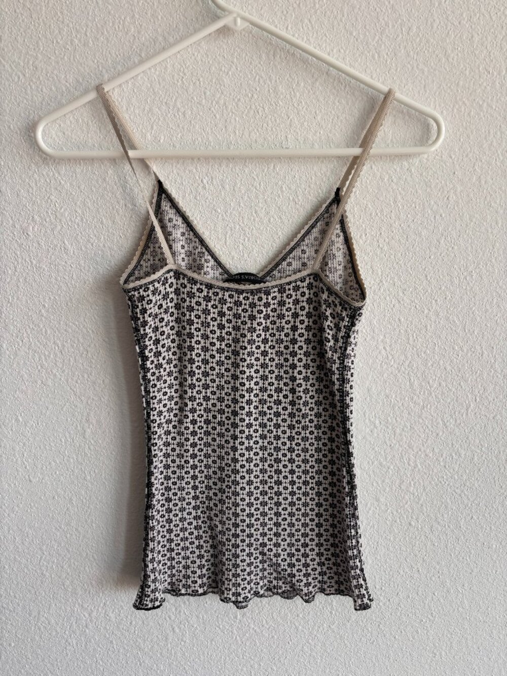 Victoria's Secret Black & Cream Print Lace Trim Cami